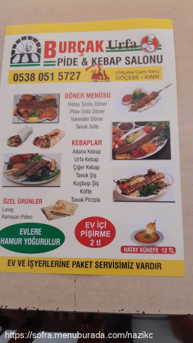 Burçak Pide Salonu, Kınık Menü Fotoğrafı