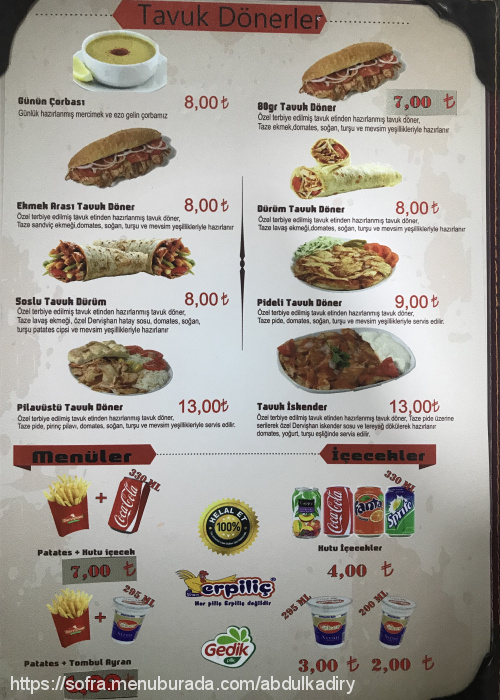 Dervişhan Yaprak Döner, Etlik Menü Fotoğrafı