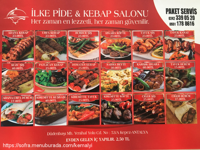 İlke Pide, Düdenbaşı Menü Fotoğrafı