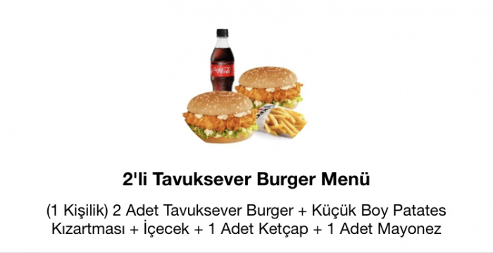 KFC, Libadiye Menü Fotoğrafı