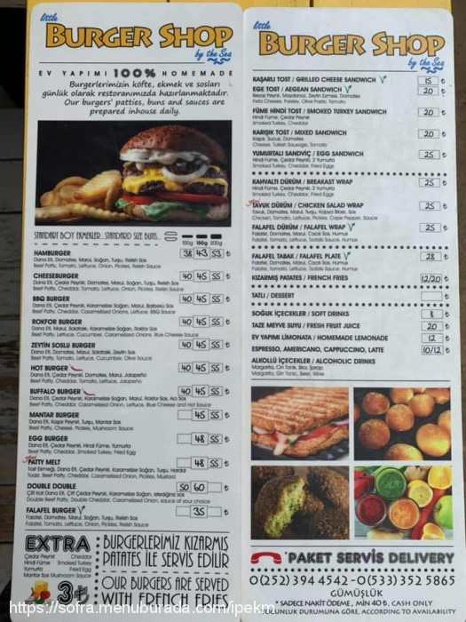 Little Burger Shop By The Sea, Gümüşlük Menü Fotoğrafı