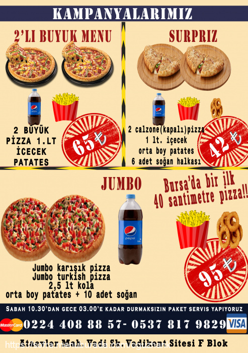 Pegasus Pizza, Ataevler Menü Fotoğrafı