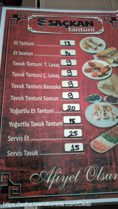 Saçkan Mersin Tantuni, Anamur Menü Fotoğrafı