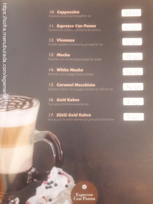 Şahane Teras Cafe, İzmit Çarşı Menü Fotoğrafı