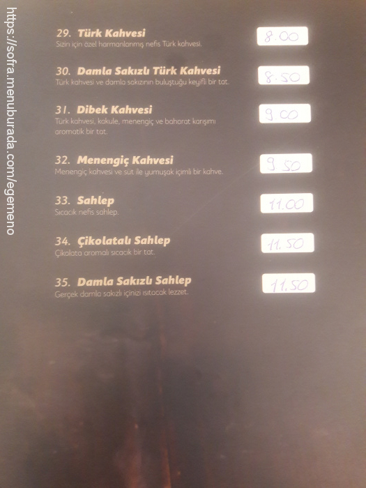 Şahane Teras Cafe, İzmit Çarşı Menü Fotoğrafı