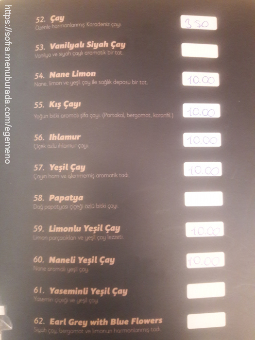 Şahane Teras Cafe, İzmit Çarşı Menü Fotoğrafı