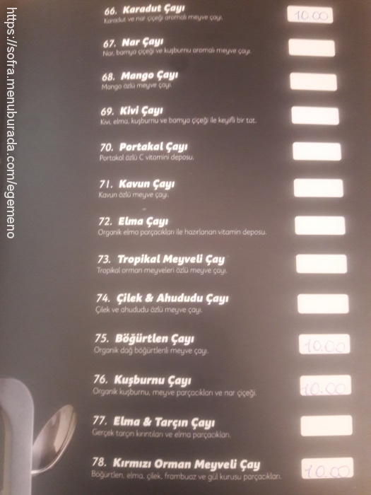 Şahane Teras Cafe, İzmit Çarşı Menü Fotoğrafı