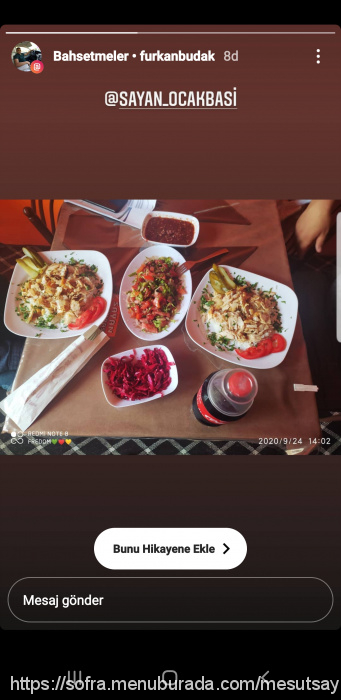 Sayan Döner, İpek Menü Fotoğrafı
