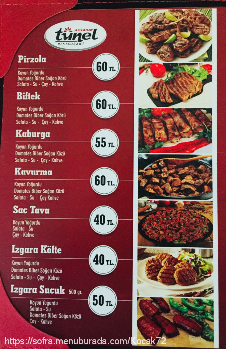 Tünel Restaurant, Yeni Cami (Taşpınar Belediyesi) Menü Fotoğrafı