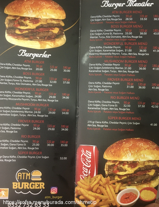 ATM Burger, Suadiye Menü Fotoğrafı