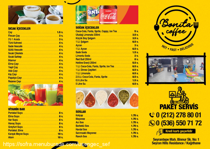 Bonita Express Büfe, Kağıthane Menü Fotoğrafı