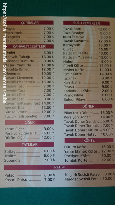 Çağırgan Cafe, Yenibosna Menü Fotoğrafı