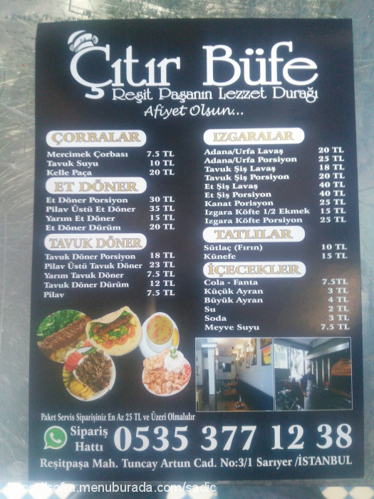 Çıtır Büfe & İskender Kebap Salonu, Reşitpaşa Menü Fotoğrafı