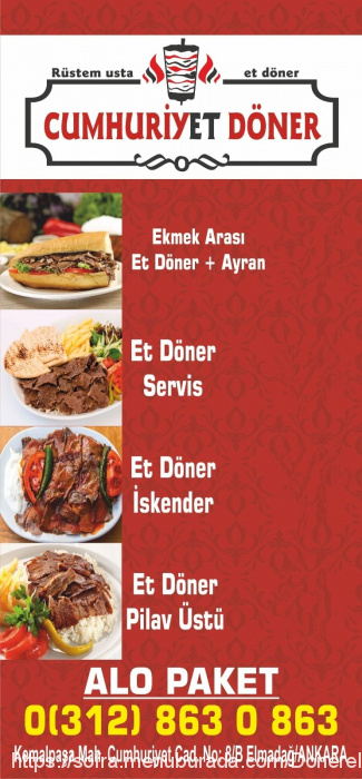 Cumhuriyet Döner, Elmadağ Menü Fotoğrafı