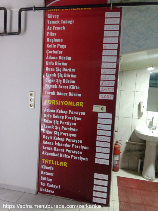 Gocaba Merkez Lokantası, Yalı Menü Fotoğrafı