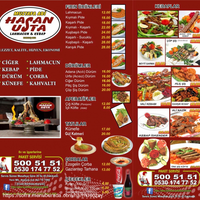 Hasan Usta Lahmacun Ve Kebap Salonu, Tire Menü Fotoğrafı