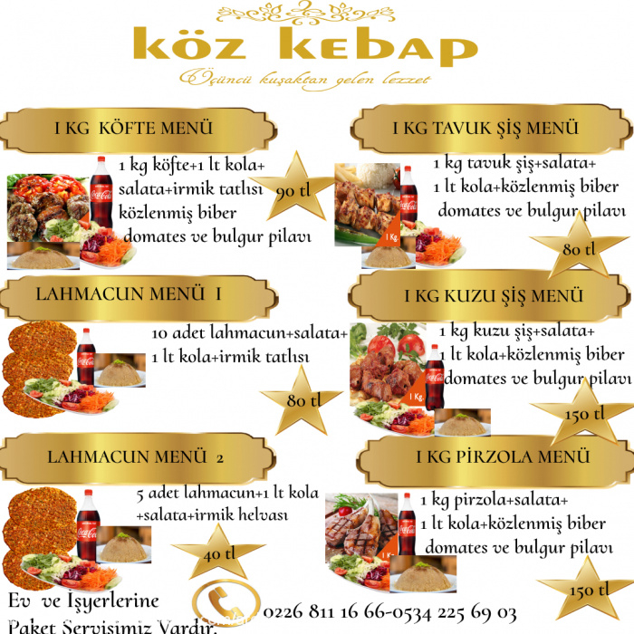 Köz Kebap Salonu, Rüstem Paşa Menü Fotoğrafı