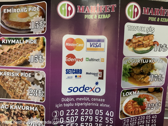 Marifet Pide & Kebap, Hamamyolu Menü Fotoğrafı