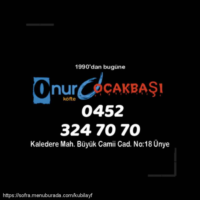 Onur Ocakbaşı, Ünye Menü Fotoğrafı