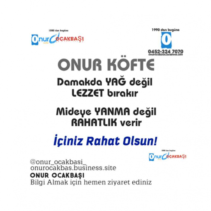 Onur Ocakbaşı, Ünye Menü Fotoğrafı
