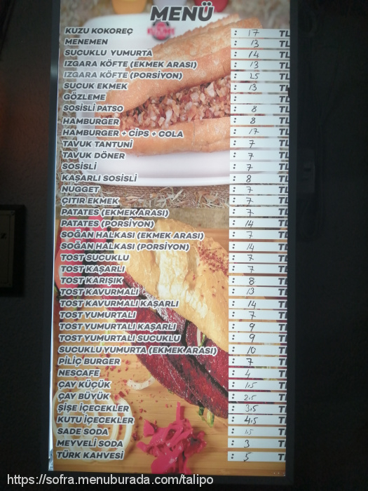 Öztürk Fastfood, Velimeşe Belediyesi Menü Fotoğrafı