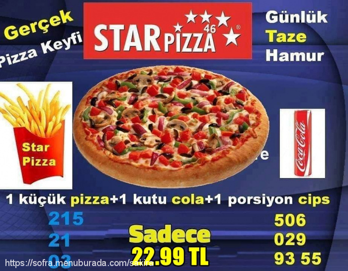 Star Pizza, Mimar Sinan Menü Fotoğrafı