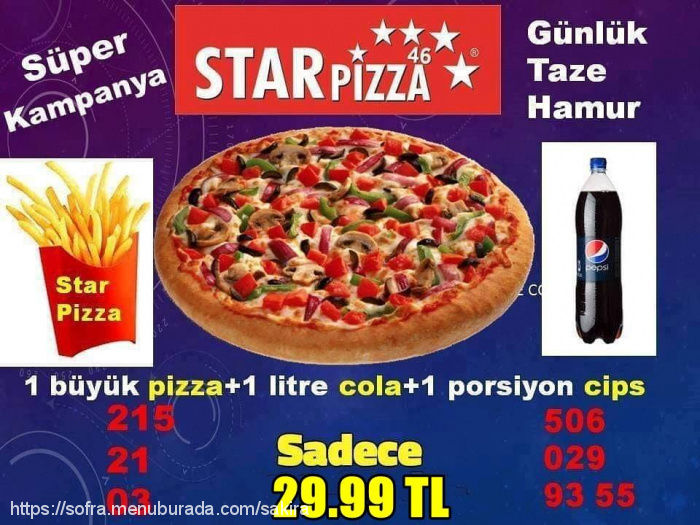 Star Pizza, Mimar Sinan Menü Fotoğrafı