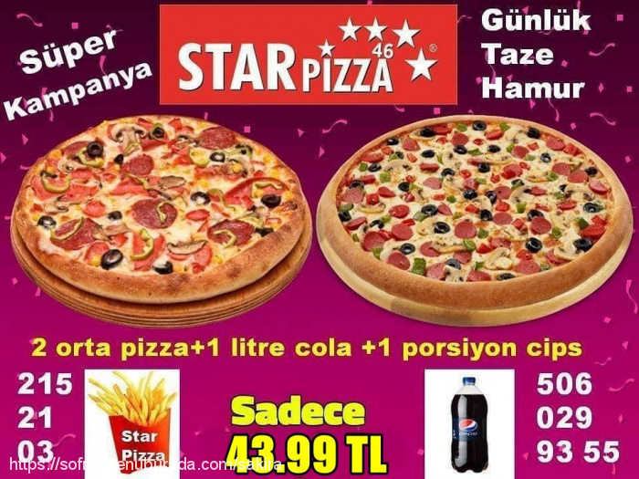 Star Pizza, Mimar Sinan Menü Fotoğrafı