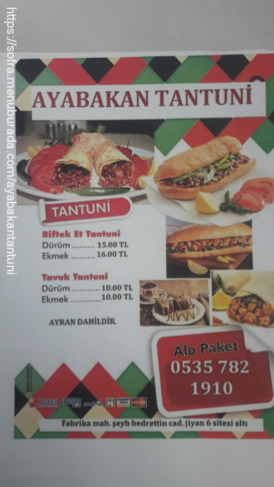 Ayabakan Tantuni, Kızılay Menü Fotoğrafı