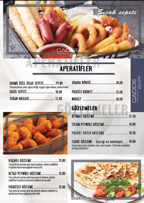 Cadde Gurme Cafe & Bistro, Demetevler Menü Fotoğrafı