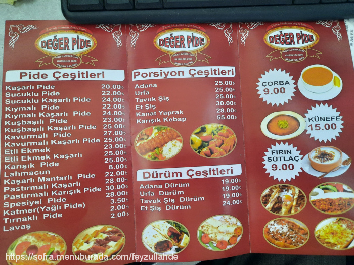 Değer Pide Lahmacun, Seyrantepe Menü Fotoğrafı