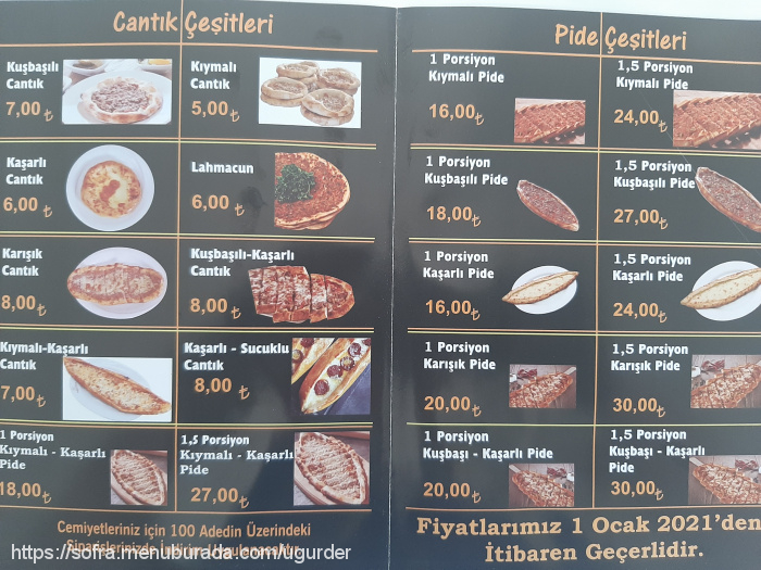 Derman Baba Pide, Cantık ve Lahmacun Salonu, Demirtaş Cumhuriyet Menü Fotoğrafı