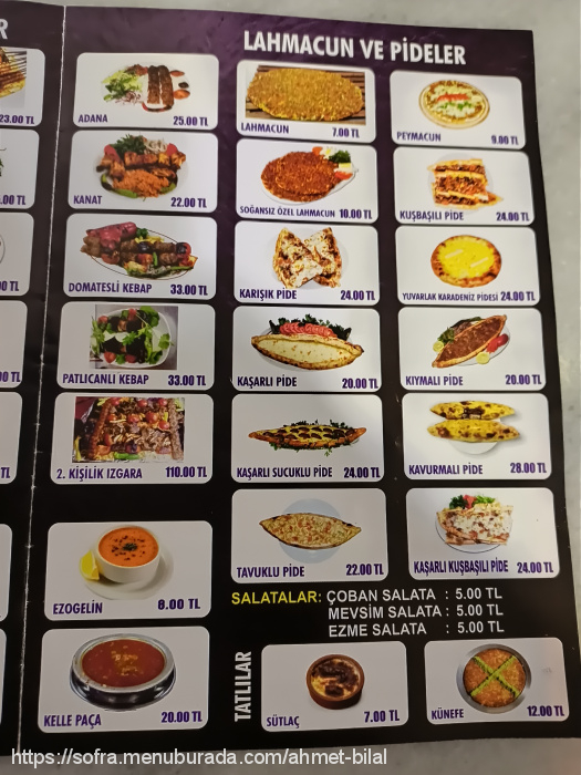 Gaziantepli Ender Kebap Lahmacun, Ihlamurkuyu Menü Fotoğrafı