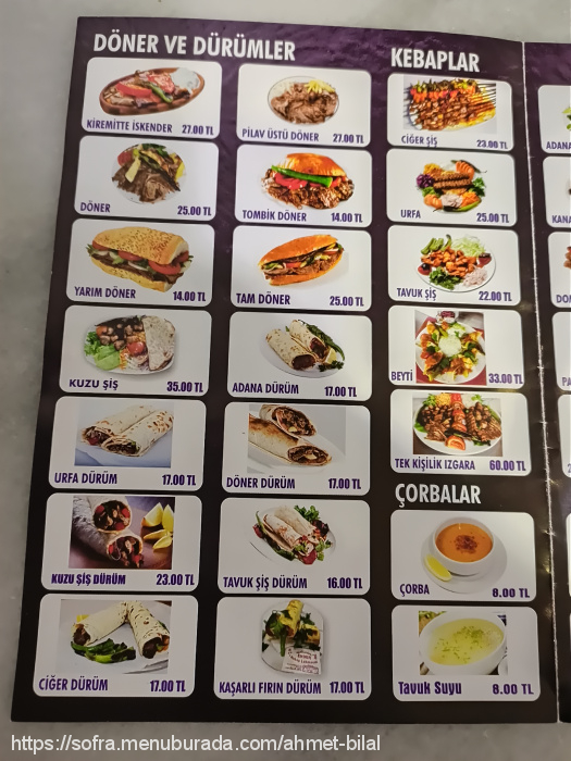 Gaziantepli Ender Kebap Lahmacun, Ihlamurkuyu Menü Fotoğrafı