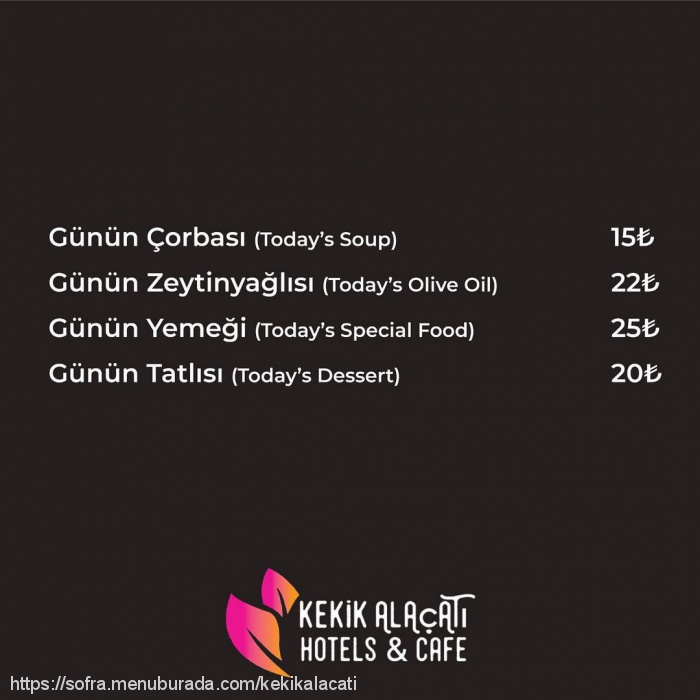 Kekik Alaçatı Cafe & Ev Yemekleri, Alaçatı Menü Fotoğrafı