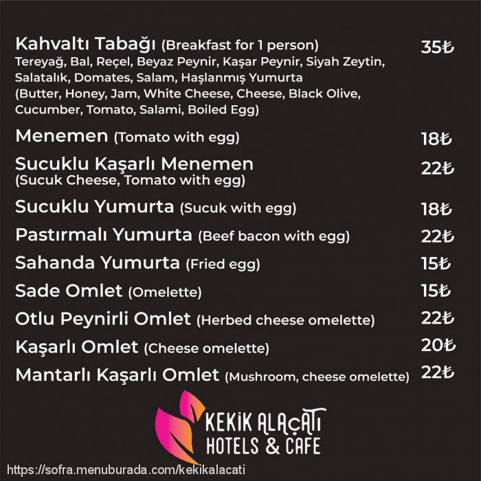 Kekik Alaçatı Cafe & Ev Yemekleri, Alaçatı Menü Fotoğrafı