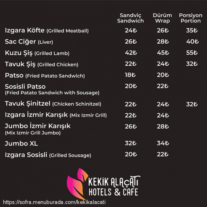 Kekik Alaçatı Cafe & Ev Yemekleri, Alaçatı Menü Fotoğrafı