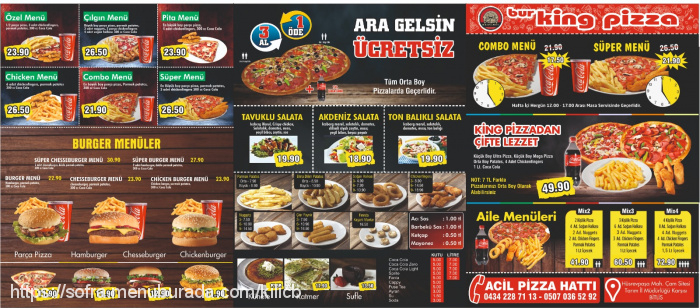 King Pizza, Hüsrev Paşa Menü Fotoğrafı