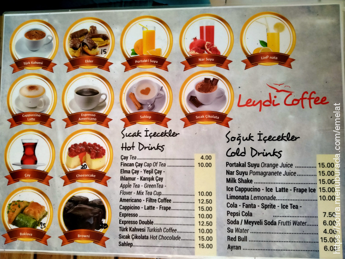 Leydi Cafe, Büyükada Menü Fotoğrafı