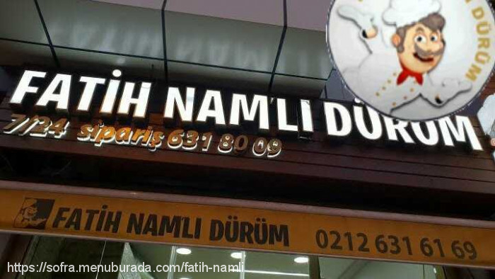 Fatih Namlı Dürüm, Fatih Menü Fotoğrafı