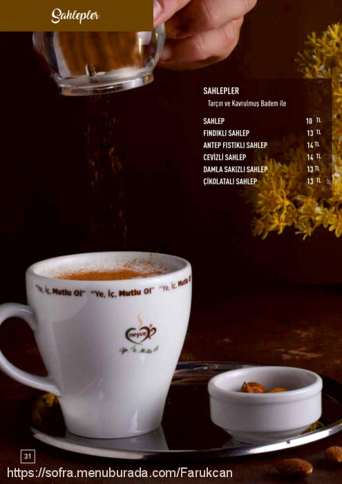 Neşve, Taşdelen Çamlık Menü Fotoğrafı