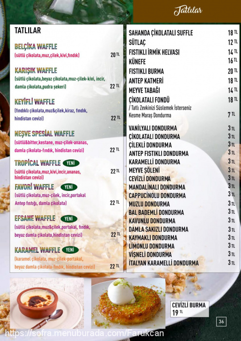 Neşve, Taşdelen Çamlık Menü Fotoğrafı