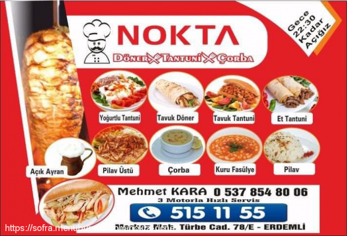 Nokta Döner Tantuni Salonu, Erdemli Merkez Menü Fotoğrafı