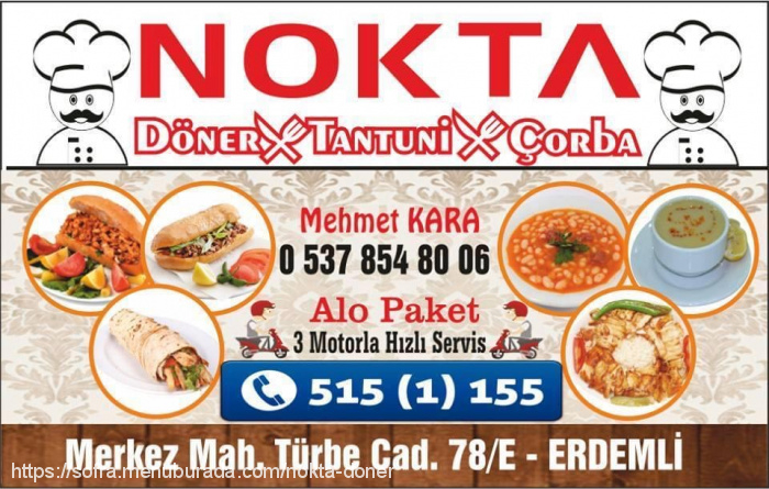 Nokta Döner Tantuni Salonu, Erdemli Merkez Menü Fotoğrafı