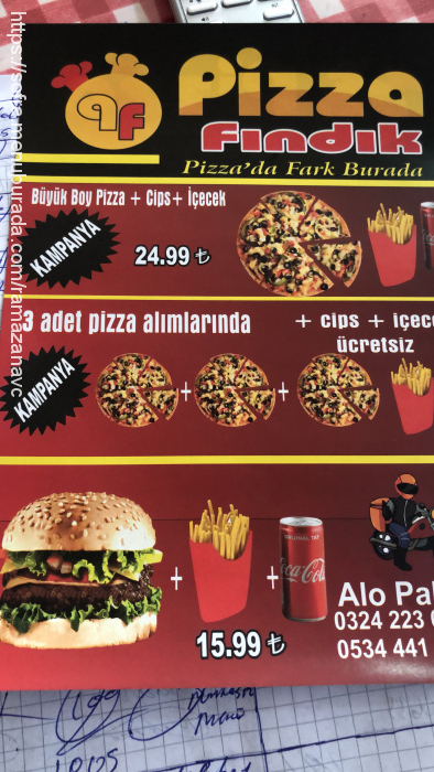 Pizza Fındık, Çağdaşkent Menü Fotoğrafı
