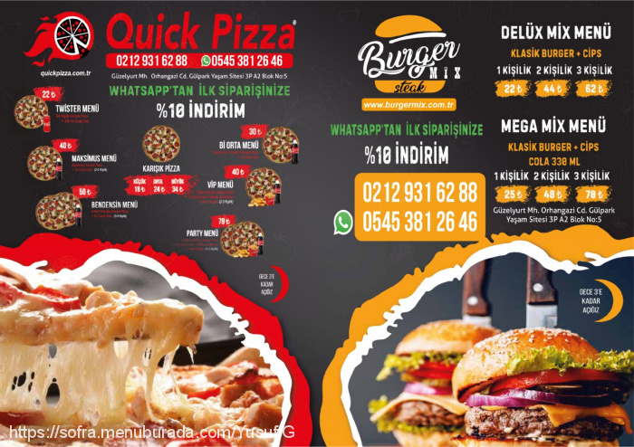 Quick Pizza, Haramidere Menü Fotoğrafı