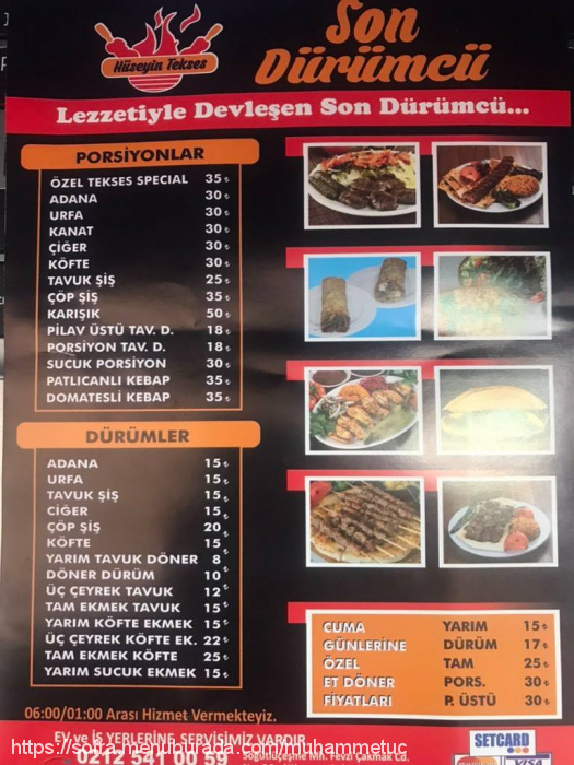 Son Dürümcü, Söğütlü Çeşme Menü Fotoğrafı