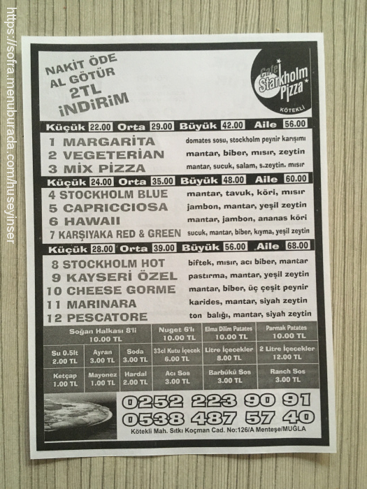 Starkholm Pizza, Kötekli Menü Fotoğrafı
