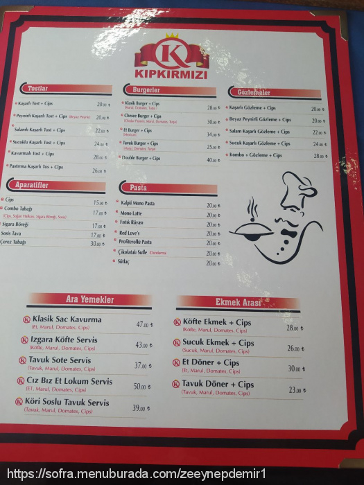 Kıpkırmızı Kafe, Alpaslan Menü Fotoğrafı