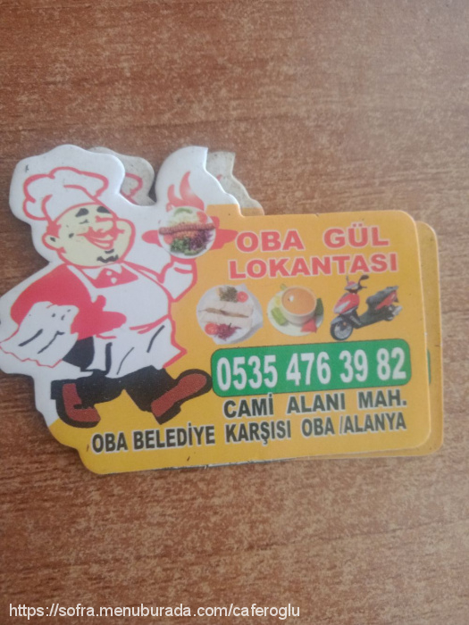 Obagul Lokantası, Oba Menü Fotoğrafı